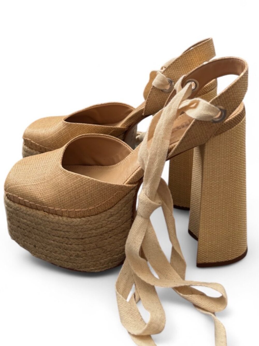 Schutz Nala Canvas Lace-Up Espadrille Heels